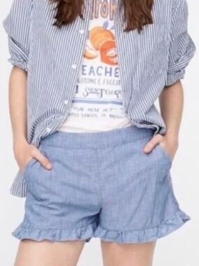 *FIRM PRICE* J. Crew Ruffle Pull-On Chambray Shorts